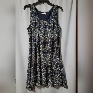 Navy floral swing dress